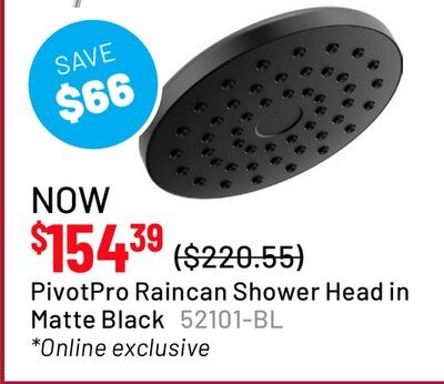 PivotPro Raincan Shower Head in Matte Black