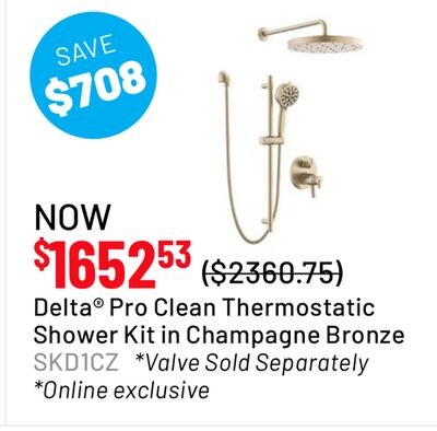 Delta® Pro Clean Thermostatic Shower Kit in Cha…