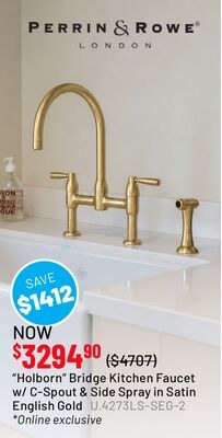 "Holborn" Bridge Kitchen Faucet w/C-Spout & Sid…