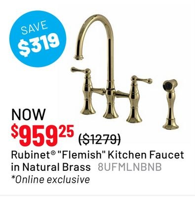 Rubinet® "Flemish" Kitchen Faucet in Natural Br…