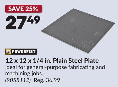 12 x 12 x 1/4 in. Plain Steel Plate