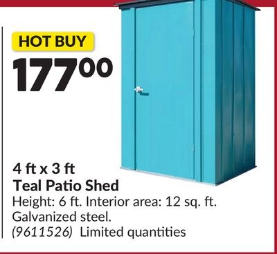 4 ft x 3 ft Teal Patio Shed