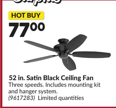 52 in. Satin Black Ceiling Fan