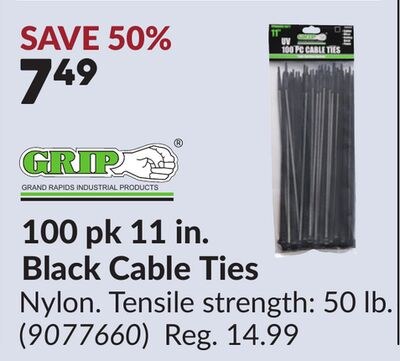 100 pk 11 in. Black Cable Ties