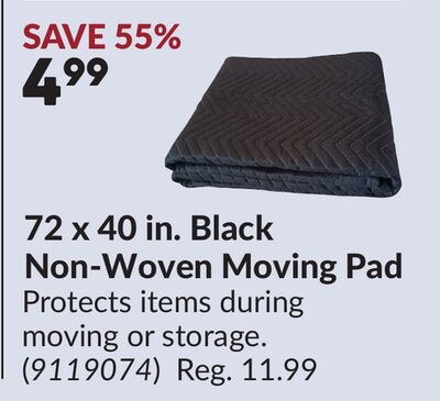 72 x 40 in. Black Non-Woven Moving Pad