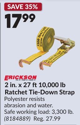 2 in. x 27 ft 10,000 lb Ratchet Tie-Down Strap