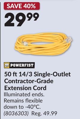 50 ft 14/3 Single-Outlet Contractor-Grade Exten…