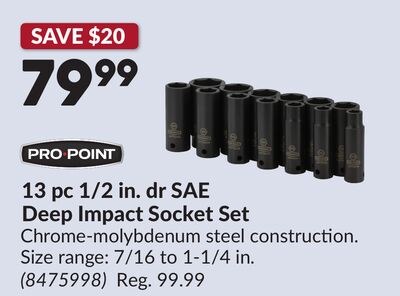 13 pc 1/2 in. dr SAE Deep Impact Socket Set