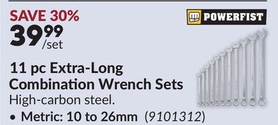 11 pc Extra-Long Combination Wrench Sets