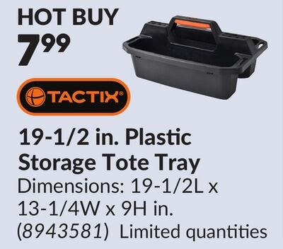 19-1/2 in. Plastic Storage Tote Tray