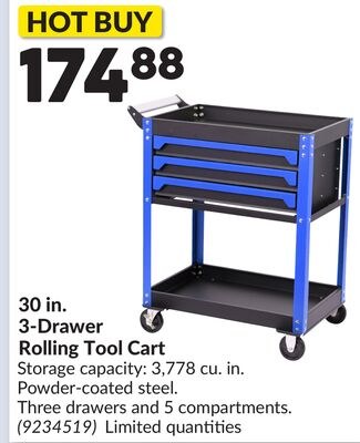 30 in. 3-Drawer Rolling Tool Cart