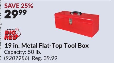 19 in. Metal Flat-Top Tool Box