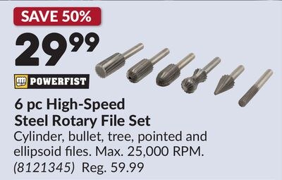 6 pc High-Speed Steel Rotary File Set