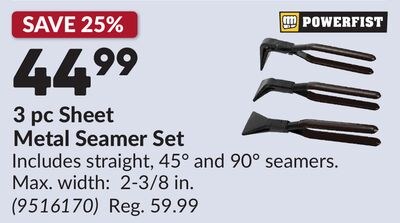 3 pc Sheet Metal Seamer Set