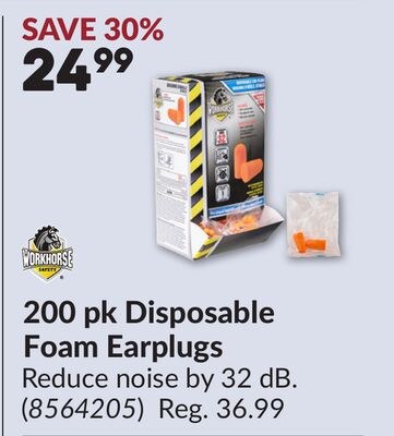 200 pk Disposable Foam Earplugs