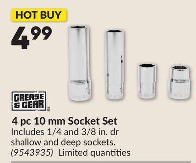 4 pc 10 mm Socket Set