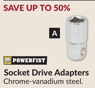Socket Drive Adapters, 3/8 in. F to 1/2 in. M