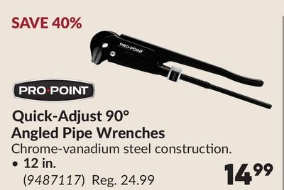 Quick-Adjust 90° Angled Pipe Wrenches