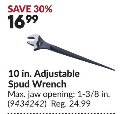 10 in. Adjustable Spud Wrench