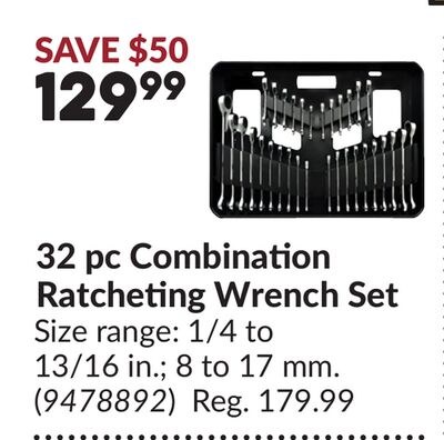 32 pc Combination Ratcheting Wrench Set