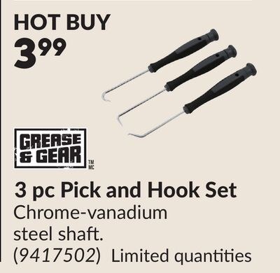 3 pc Pick and Hook Set