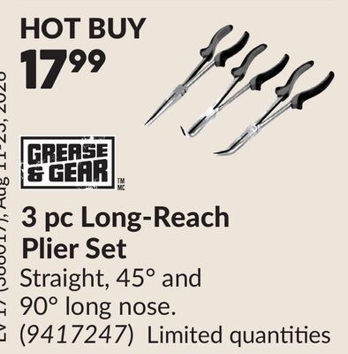 3 pc Long-Reach Plier Set