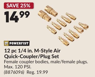 12 pc 1/4 in. M-Style Air Quick-Coupler/Plug Set