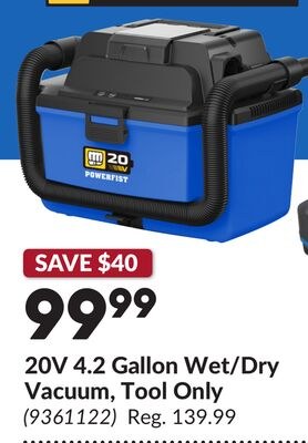20V 4.2 Gallon Wet/Dry Vacuum, Tool Only