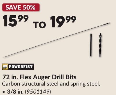 72 in. Flex Auger Drill Bits