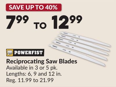 Reciprocating Saw Blades