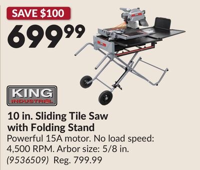 10 in. Sliding Tile Saw with Folding Stand