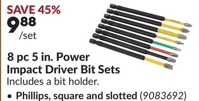 8 pc 5 in. Power Impact Driver Bit Sets