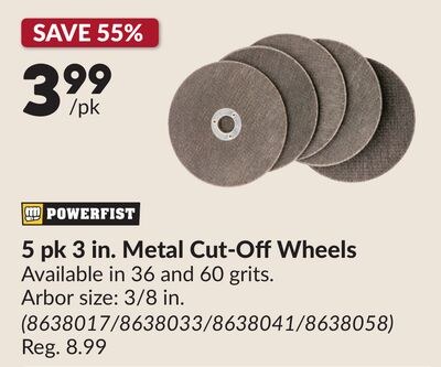 5 pk 3 in. Metal Cut-Off Wheels