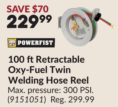 100 ftRetractable Oxy-Fuel Twin Welding Hose Re…