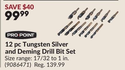 12 pc Tungsten Silver and Deming Drill Bit Set
