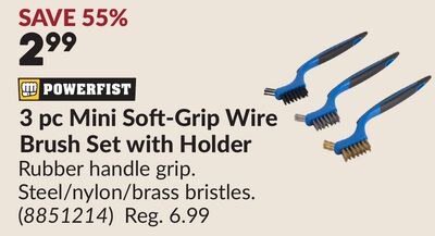 3 pc Mini Soft-Grip Wire Brush Set with Holder