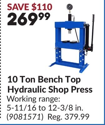 10 Ton Bench Top Hydraulic Shop Press