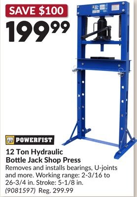 12 Ton Hydraulic Bottle Jack Shop Press