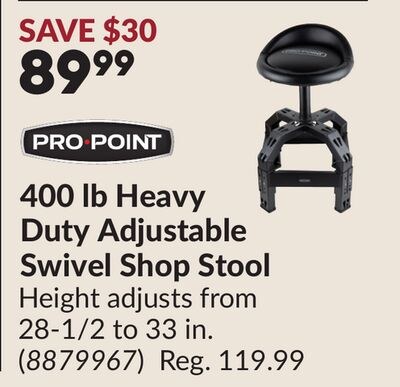 400 lb Heavy Duty Adjustable Swivel Shop Stool