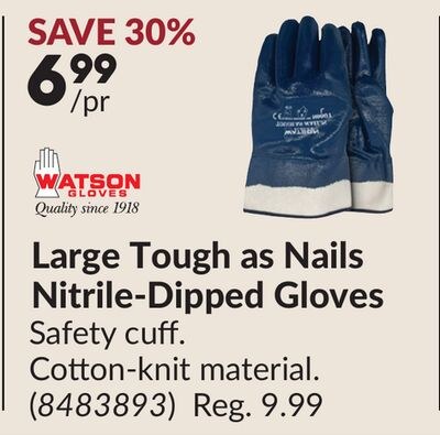Large Tough as Nails Nitrile-Dipped Gloves