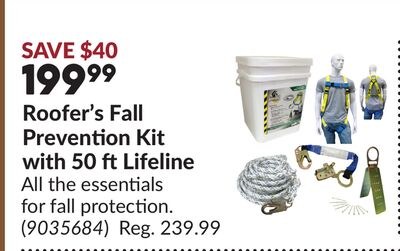 Roofers Fall Prevention Kit with 50 ft Lifeline