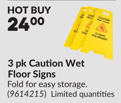 3 pk Caution Wet Floor Signs