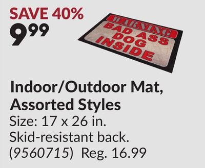 Indoor/Outdoor Mat, Assorted Styles