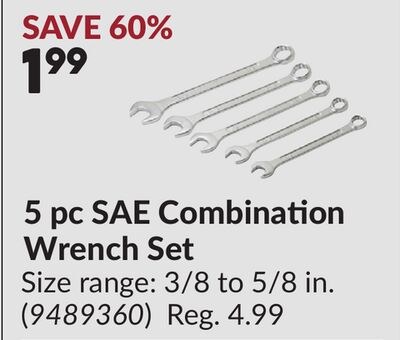 5 pc SAE Combination Wrench Set