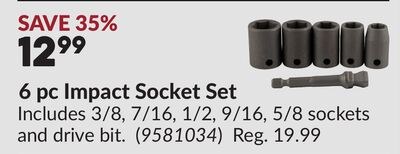 6 pc Impact Socket Set