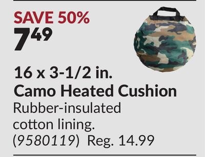 16 x 3-1/2 in. Camo Heated Cushion