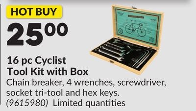 16 pc Cyclist Tool Kit with Box