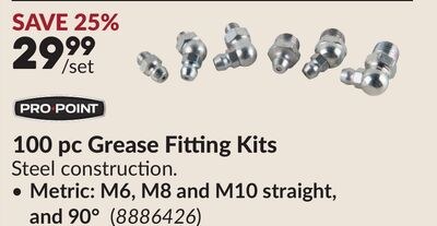 100 pc Grease Fitting Kits