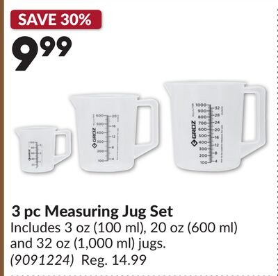 3 pc Measuring Jug Set