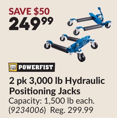 2 pk 3,000 lb Hydraulic Positioning Jacks